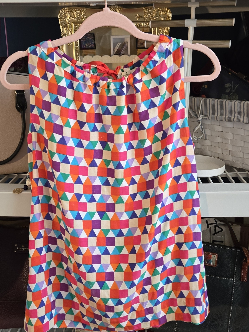 kate spade New York Abbey Silk Blend Multi-Color Geometric Sleeveless Blouse